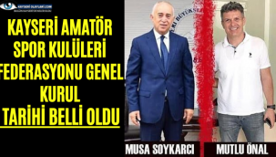 Kayseri Amatör Spor Klüpleri Fedarasyonu Genel Kuırul Tarihi Belli Oldu