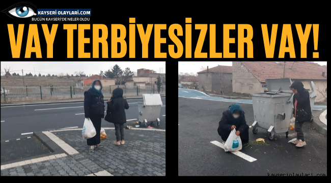 Vay Terbiyesizler Vay! Evinden getirdiği yiyecekleri çöp konteynerinden toplamış gibi yaptı