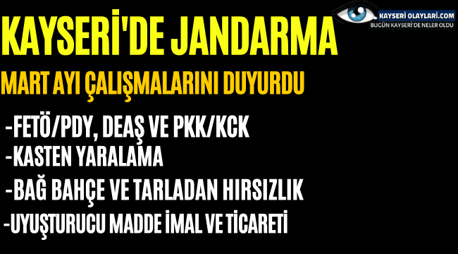 Jandarma bir aylık faaliyetini duyurdu