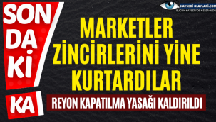 Kayseri Valiliği Duyurdu! Reyon Kapatılma Yasağı Kaldırıldı