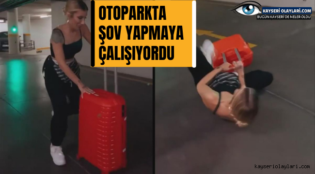 Otoparkta şov yapmaya çalışan İrem Derici, yere kapaklandı