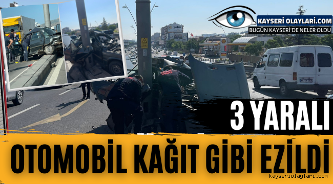 Otomobil Kağıt Gibi Ezildi! 3 Yaralı