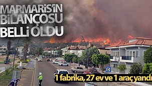 Marmaris'te ilk belirlemelere göre 1 fabrika, 27 ev ve 1 araç yandı