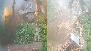 Rize'deki felaket kamerada! Son anda kurtulmuşlar