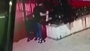 Üsküdar'da şahsın sokak kedisini yerden yere vurduğu anlar kamerada