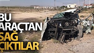 Hurdaya dönen araçtan sağ çıktılar!