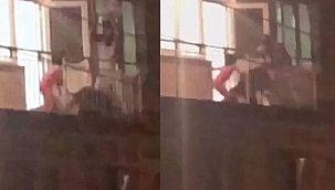 İzmir'de dehşet anları! Genç kadını çocuklarının gözü önünde böyle darp etti