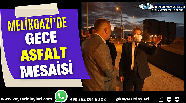 Melikgazi'de Gece Asfalt Mesaisi