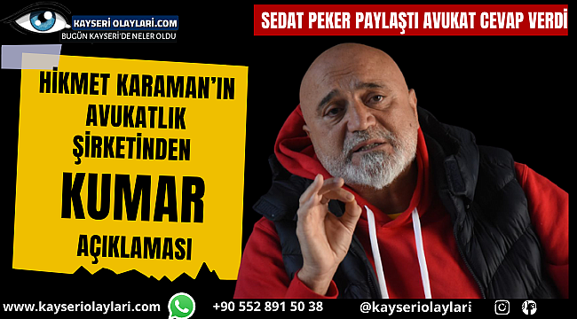 Hikmet Karaman'ın Avukatlık Şirketinden 'Kumar' Açıklaması 