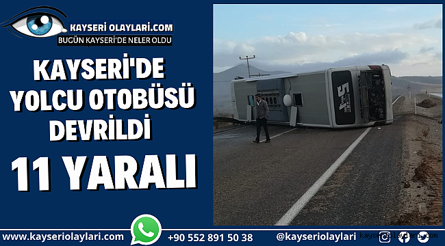 Kayseri'de Yolcu Otobüsü Devrildi 11 Yaralı