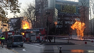 Ankara'da korkutan anlar: Doğalgaz borusu patladı