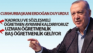 Cumhurbaşkanı Erdoğan'dan öğretmenlere müjde