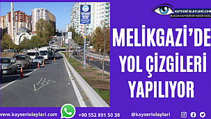 Melikgazi'de Yol Çizgileri Yapılıyor