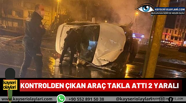 Kontrolden çıkan araç takla attı:2 yaralı