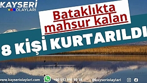 Bataklıkta mahsur kalan 8 kişi kurtarıldı