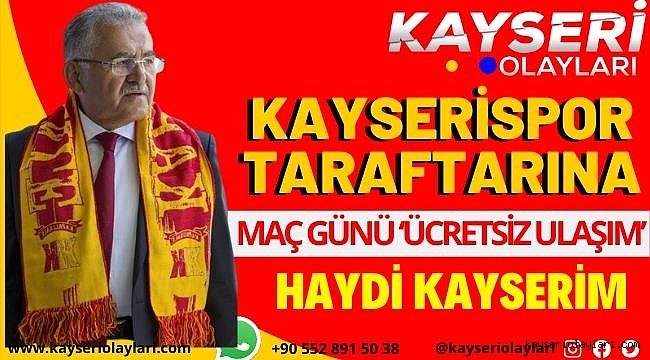 Kayserispor taraftarına maç günü 'ücretsiz ulaşım'