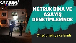 Metruk bina ve asayiş denetimlerinde 74 şüpheli yakalandı