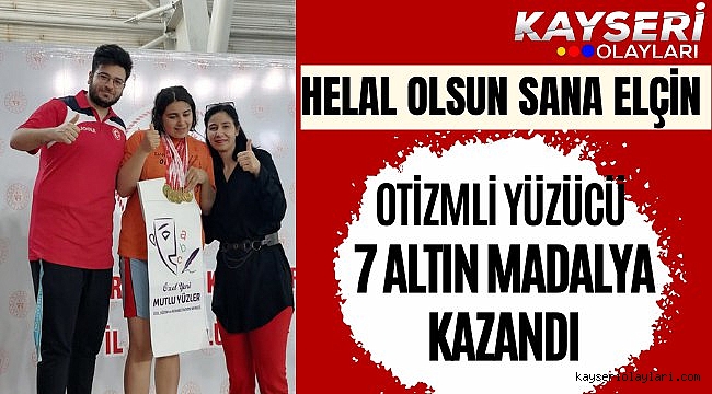 Otizmli yüzücü Elçin 7 altın madalya kazandı