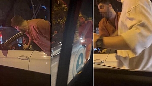 Taksim'de maganda dehşeti! Önce camdan sarktı, sonra peşinden koşup saldırdı