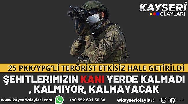 25 Pkk/Ypg'li Terörist Etkisiz Hale Getirildi