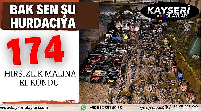 Hurdacı denetiminde hırsızlık malı 174 malzemeye el konuldu