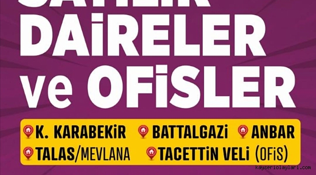 MELİKGAZİ'DE 35 ADET TAŞINMAZ İHALE İLE SATILACAK