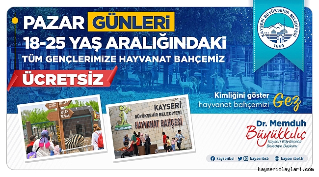 Gençlere, pazar günleri hayvanat bahçesine giriş ücretsiz