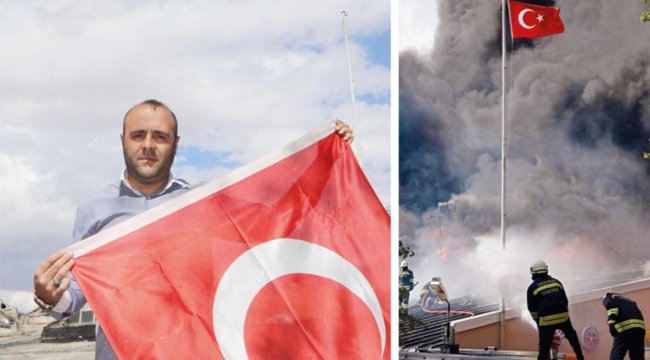 Erzurum'daki üniversite yangınına böyle daldı! Bayrak operasyonu