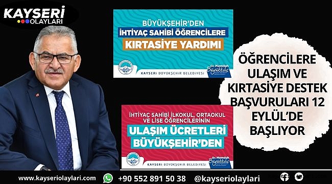 Öğrencilere ulaşım ve kırtasiye destek başvuruları 12 Eylül'de başlıyor