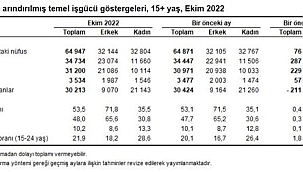 EKİM AYINDA İŞSİZ SAYISI 57 BİN ARTTI