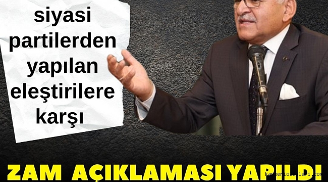Büyükşehir Belediyesinden Zam Açıklaması