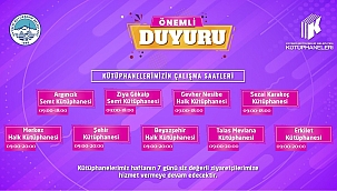 BÜYÜKŞEHİR KÜTÜPHANELERİ'NDE YENİ SAAT DÜZENLEMESİ
