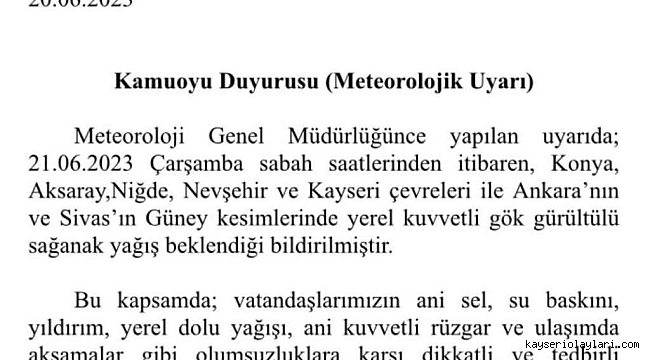 Aman Dikkat! Sel Uyarısı Yapıldı 