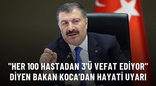 Sağlık Bakanı Fahrettin Koca, her 100 hastadan 3'ünün hayatını kaybettiğini Duyurdu