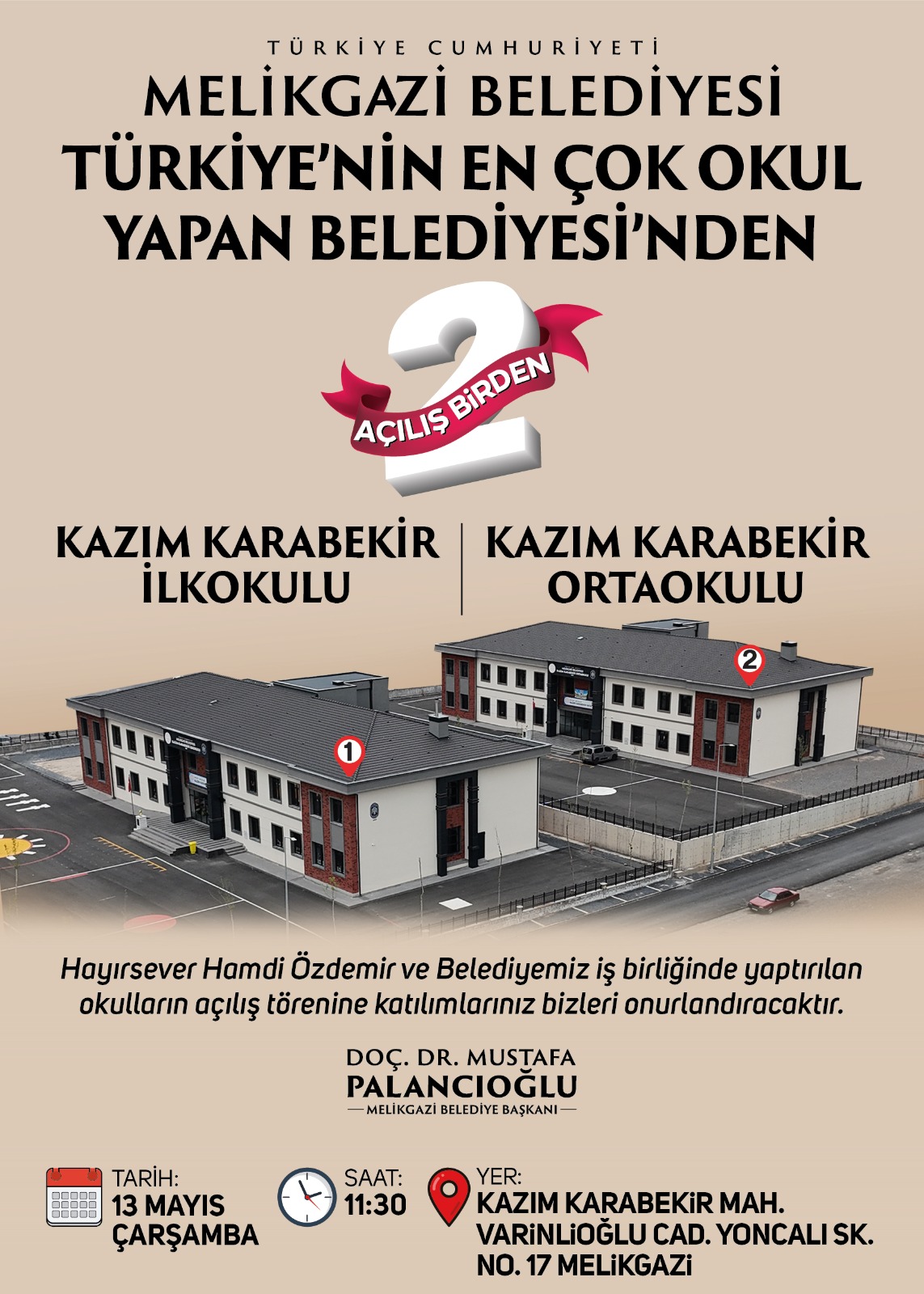 MELİKGAZİ, KAZIM KARABEKİR'DE 2 YENİ OKUL AÇACAK